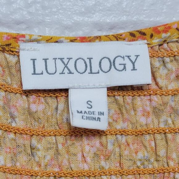 Luxology Ditzy Floral Smocked Dress Yellow Small 594 - Picture 3 of 11